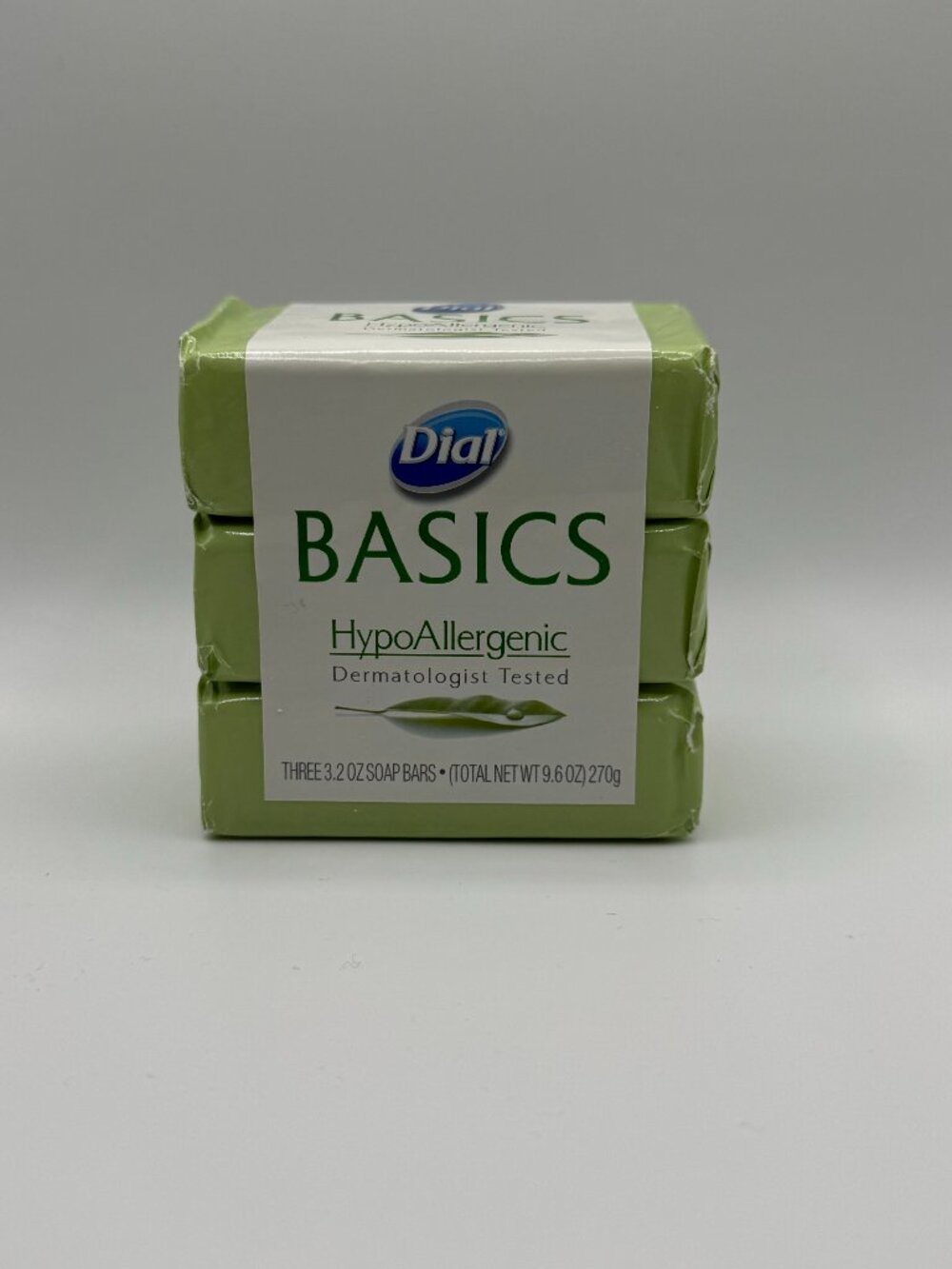 Dial Basics Hypoallergenic Bar Soap Bars Full Size 3 Pack New - 3.2 Oz Each